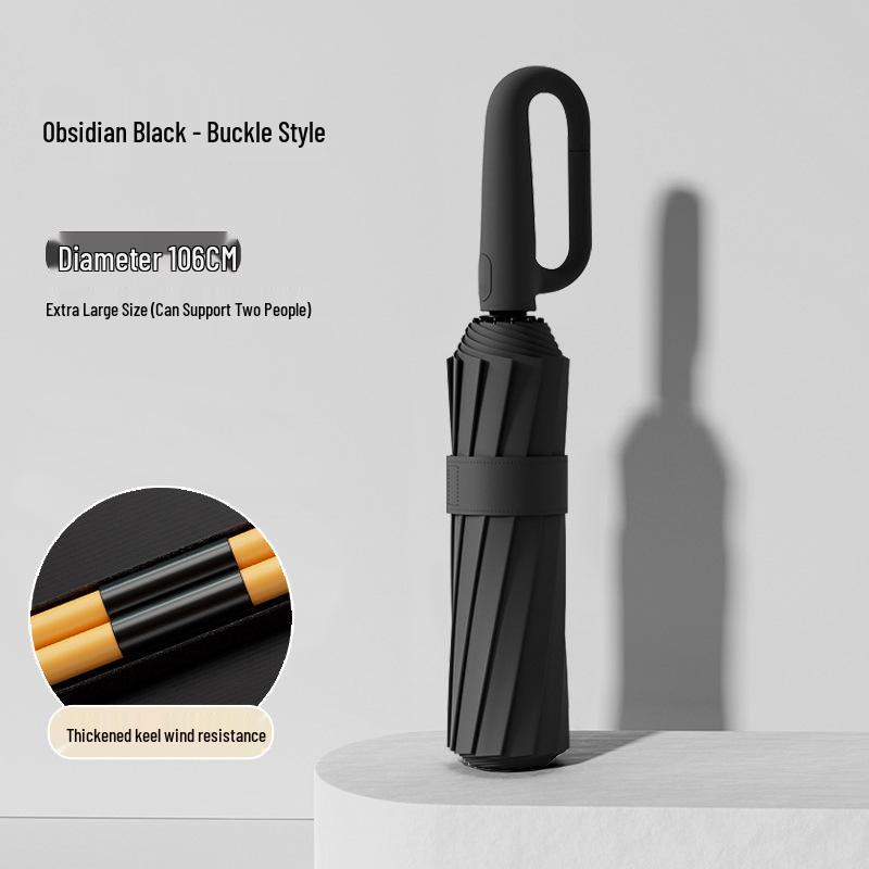 Automatic Buckle Women’s Umbrella: Windproof, Reinforced, Sun & Rain UV Protection