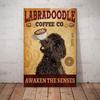 Retro Tin Sign Labradoodle Coffee Company Gift for Dog Lovers Labradoodle Decorative Birthday Day Wall Art Poster Cute Sign for