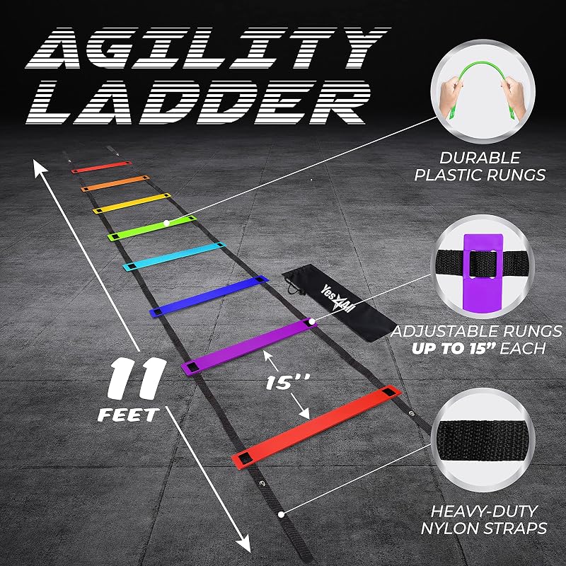 Yes4All Speed Training Equipment Agility Ladder Rainbow 8-Step with Carry Bag for Explosive Power and Agility [Official Japanese Import] ZNNT