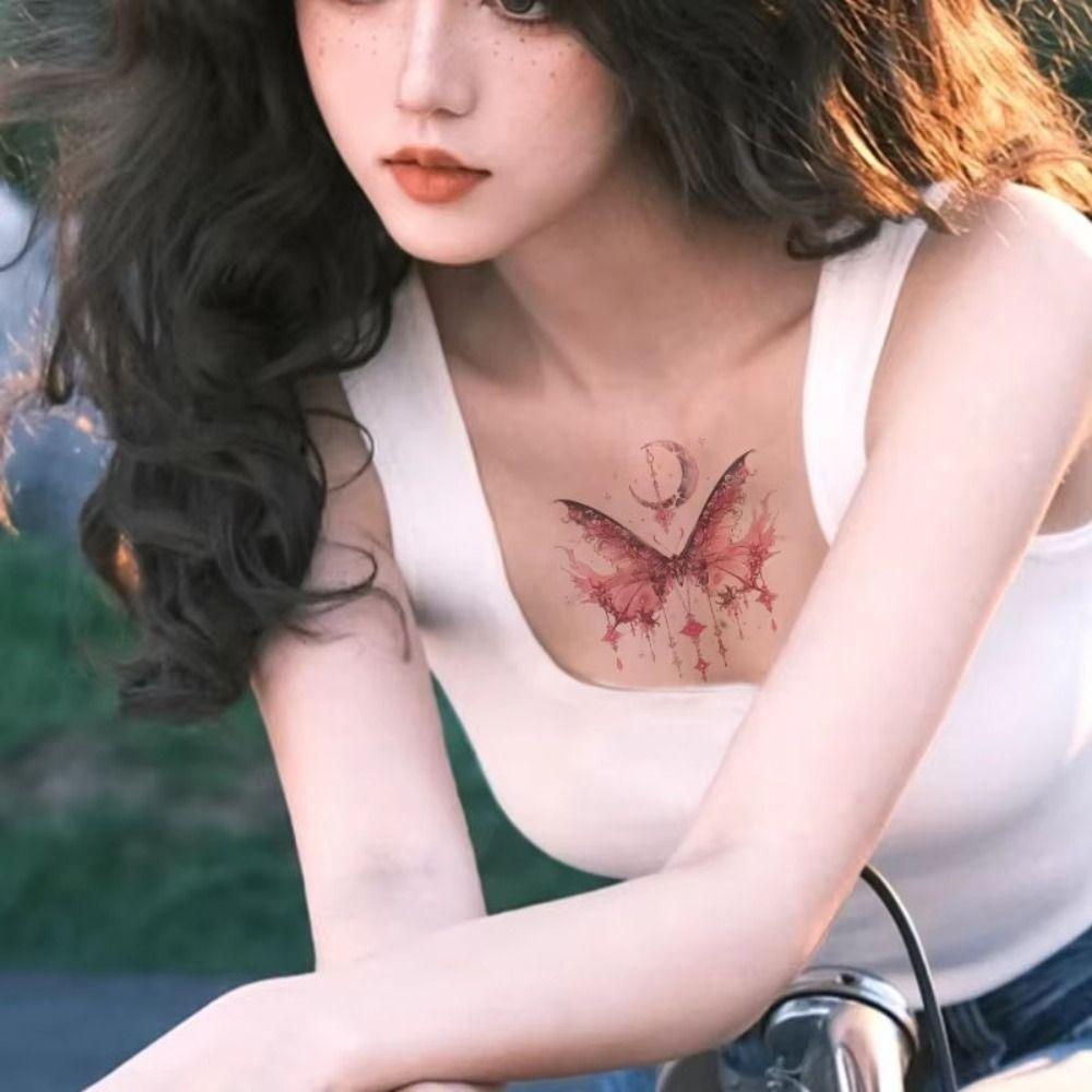 Waterproof Butterfly Tattoo Stickers Moon Pattern Flower Tattoo Stickers  Female