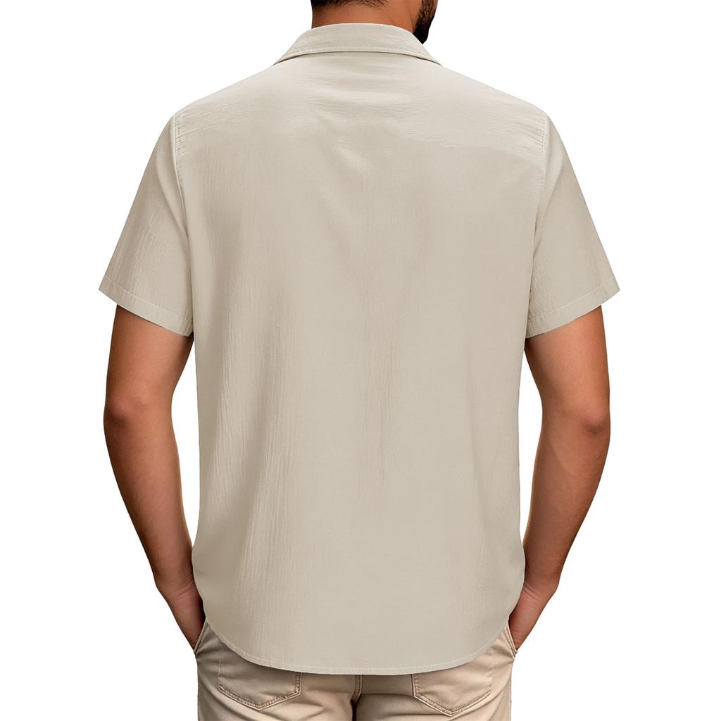 Men's Casual Short-Sleeve Collared Shirt For Spring/Summer