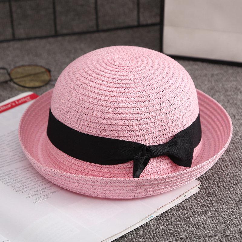 Girls' Summer Straw Hat: Breathable Flat Top, Sun-Protection for Outdoor Travel & Beach