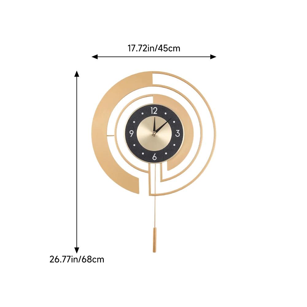 

Voltsify 18Inch Modern Decorative Non-Ticking Wall Clock with Pendulum for Living Room Study Office золотий