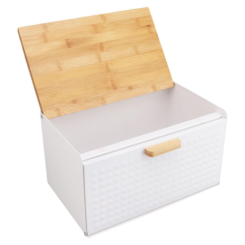 Wooden Bread Box Natural Vintage Heavy Duty Large Capacity Bread Storage Bin for Kitchen Countertop White