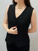 2025 Summer V-neck Vest: Women's Fashionable Buttoned Tank with Breathable Solid Color for Commuting - European & American Style