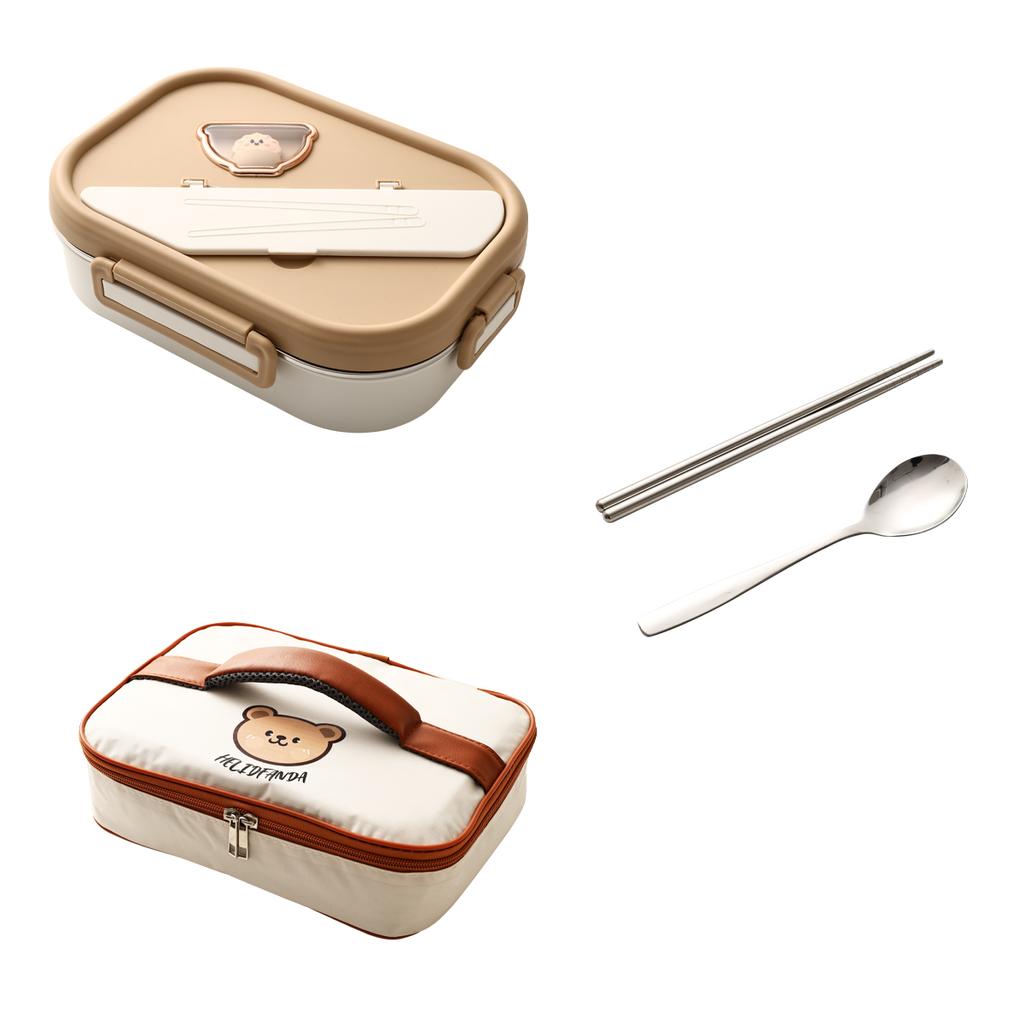 1200 ml Bento-Lunchbox aus 304 Edelstahl mit Suppenschüssel, tragbarer versiegelter Lebensmittelbehälter, Lunchbehälter mit 4 Fächern