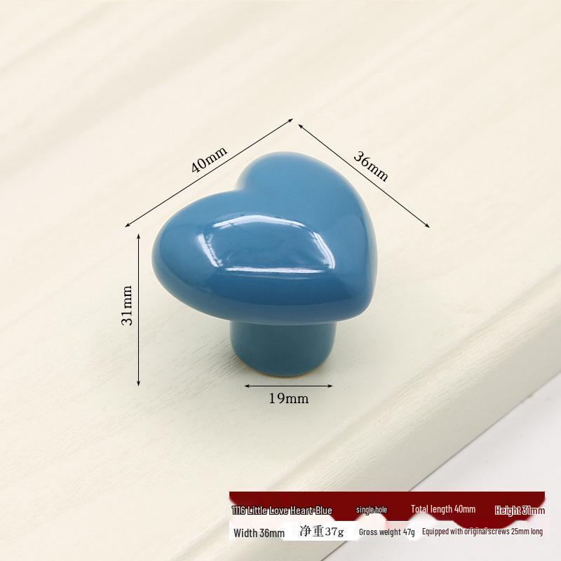 Heart-Shaped Children's Cartoon Ceramic Drawer and Cabinet Handles