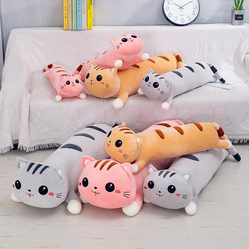 Soft Down Cotton Happy Cat Throw Pillow Plush Toy Creative Big Party Cat Lie Pillow Birthday Gift