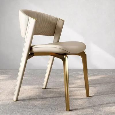 Włoskie Krzesło Jadalniane w Stylu Light Luxury do Domu Niezwykle Proste Designerskie Lite Drewno Skóra Negocjacyjne Wysokiej Klasy Krzesło Jadalniane