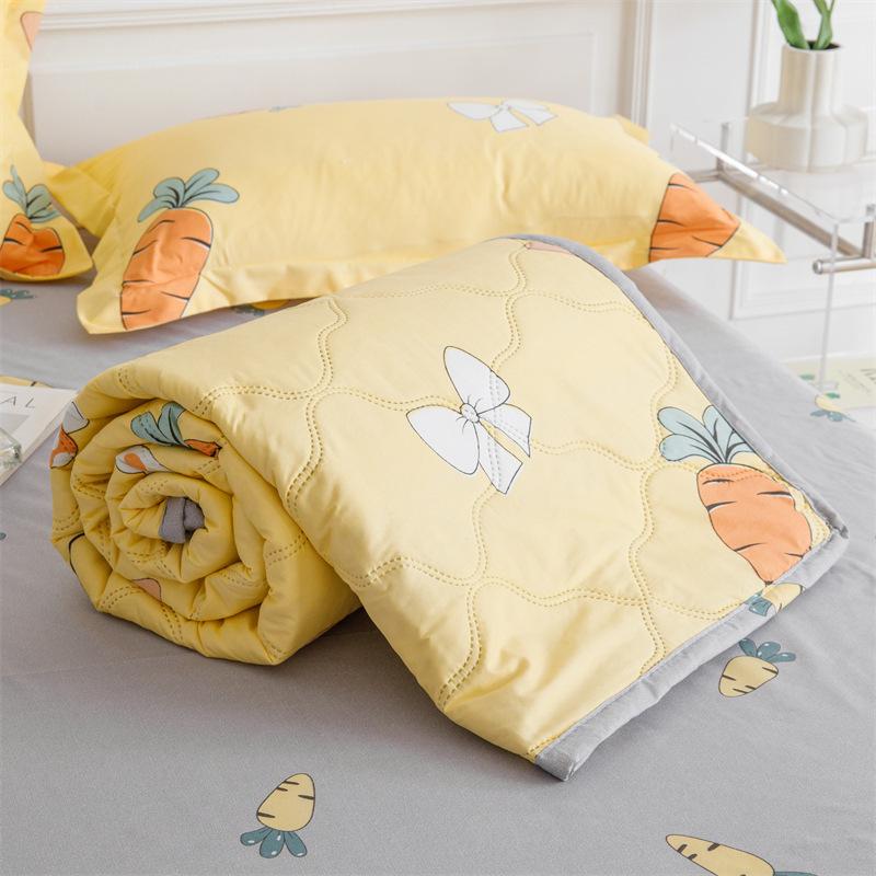 Karierte Sommerdecke, kühle Steppdecke, gewaschene Baumwolle, bequem, leicht, klimatisiert, dünne Bettdecke, einfache Federdecke für Erwachsene und Kinder
