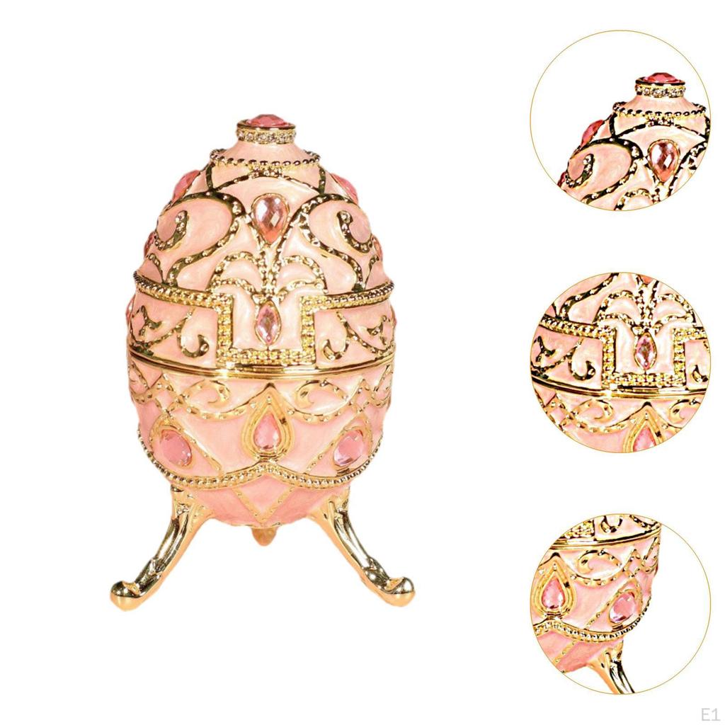 Enameled Jewelry Box Display Ornament Easter Decor Egg Style for Pendants