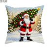 1pc 2D Flat Throw Pillow Covers Christmas Winter Holiday Santa Claus Tree Snowflakes Illustration Red Green White Soft Velvet Washable Pattern Pillow