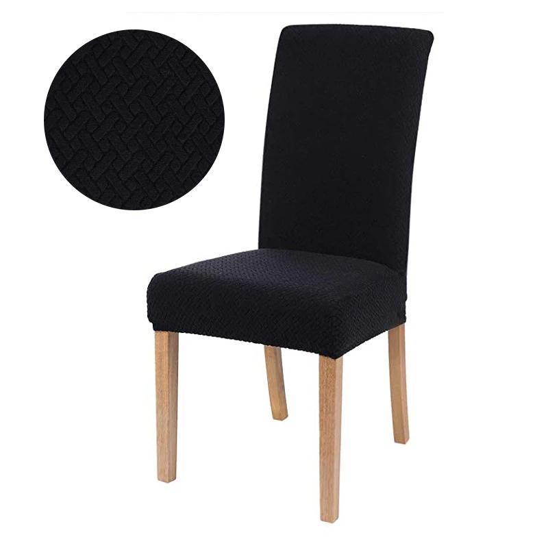 Jacquard Elastic Chair Cover For Dining Room Stretch Thick Kitchen Chair Covers For Dining Kitchen Hotel Wedding Banquet Decor