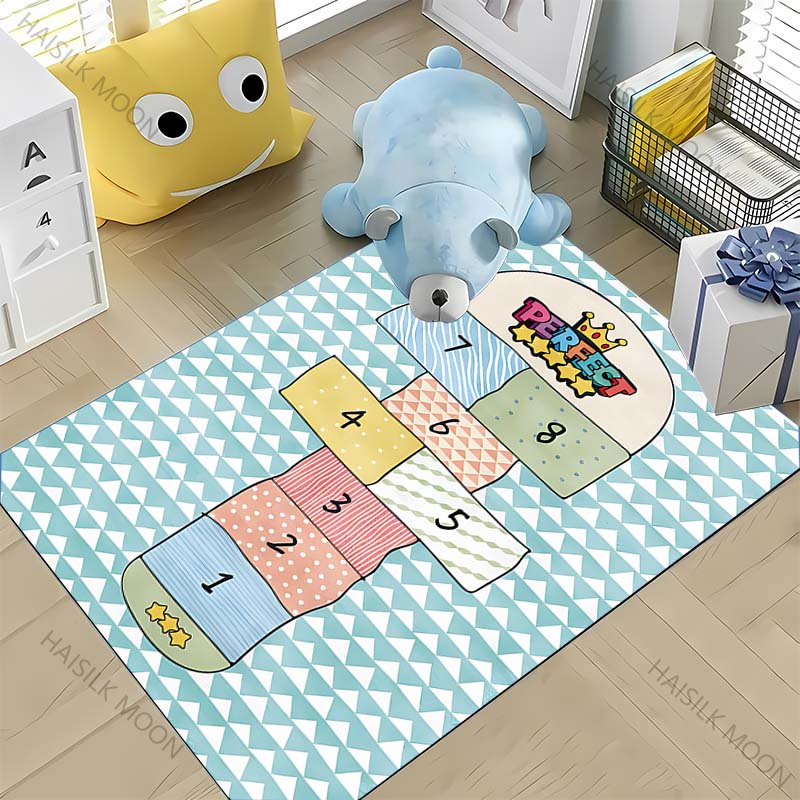 Alfombra Rayuela Multitalla Juego Infantil Antideslizante Alfombra de Piso Adecuada para Sala de Estar Habitación Infantil Disponible en Todas las Estaciones