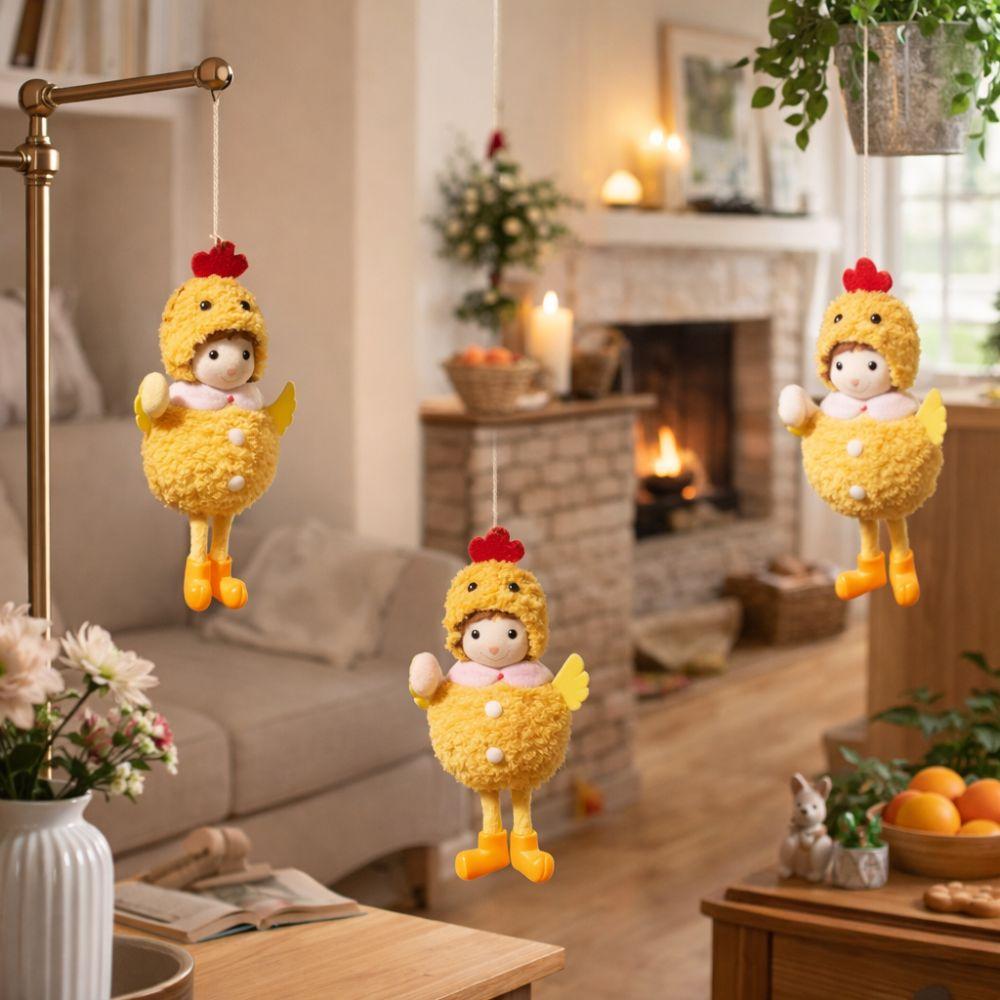Cute Easter Chick Pendant Soft Plush Cartoon Chick Doll Easter Eggs Hanging Ornaments  Easter Party