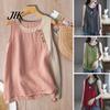 Summer Blouse Women Tank Top Contrast Color Patchwork Round Neck Sleeveless Thin Match Pants Casual Vintage Plus Size Lady T-shirt Clothes