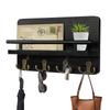 Wooden Key Holder and Mail Organizer for Entrance Decorative Wall Mounted Key Hangers Shelf Hanging Keys Sunglasses Dog Leash