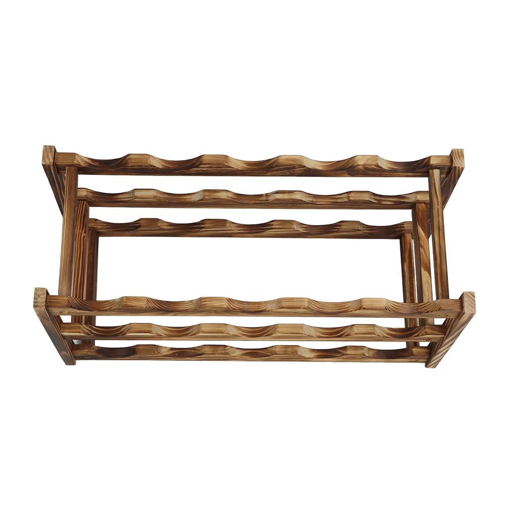 Wine Rack Pine Wood Wine Bottle Storage Shelf Display   Decor for Countertop Home