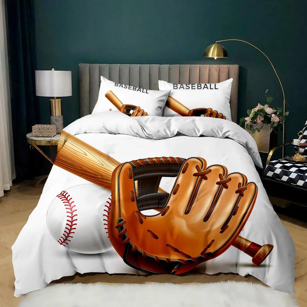 Baseballová sada povlečení Sportovní téma Klučičí Dětská Sada ložního prádla 3D Baseballové ložní prádlo Dvojlůžko Queen Size King Size Polyesterový povlak na přikrývku