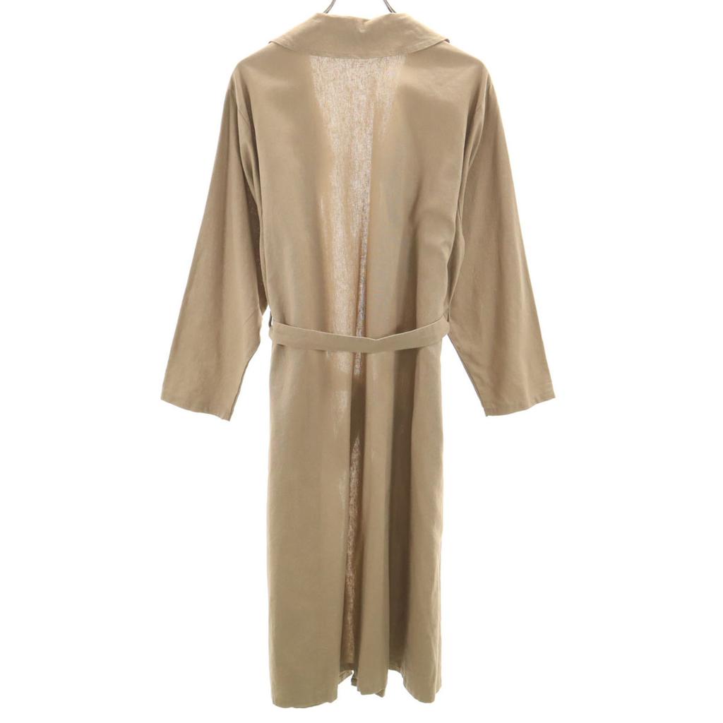 Mizuiro Ind Made In Japan Linen Blend Long Sleeve Gown Coat Beige Brown Women Used