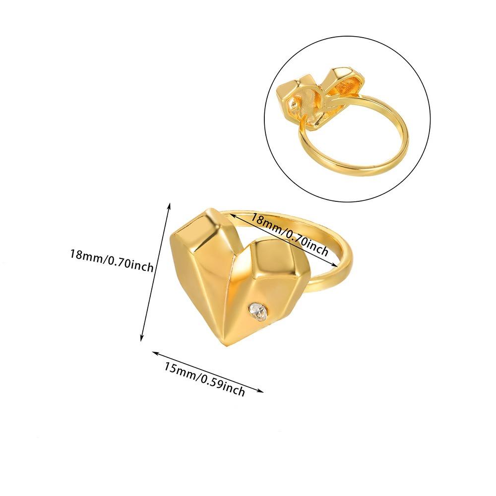 Zircon Heart Rings For Women Men Gold Plated Stainless Steel Heart Ring Wedding Engagement Aesthetic Jewelry Gift