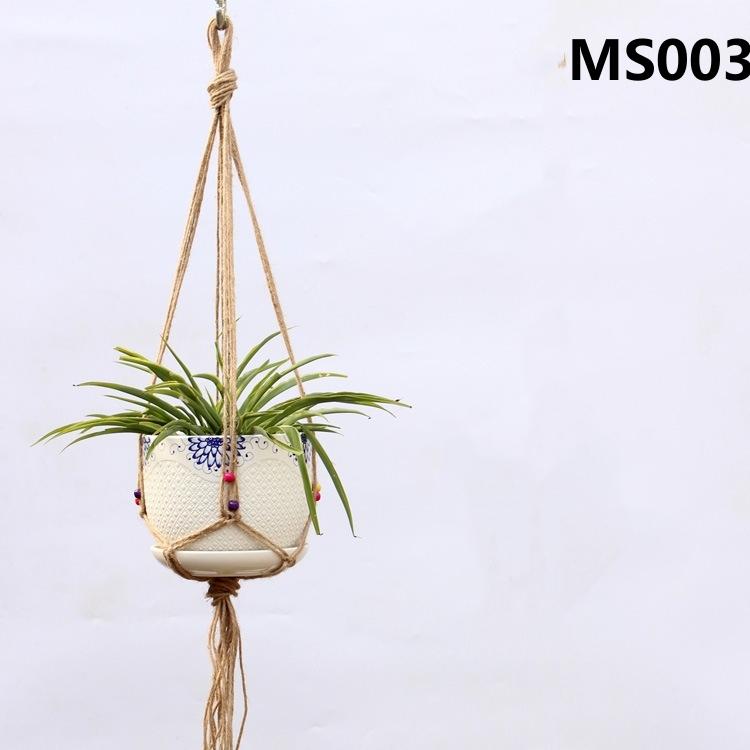 Flower Pot Hemp Rope Hanging Net Straw Macrame Plant Hanger Flower Pot Garden Holder Legs Hanging Rope Basket Balcony Decor