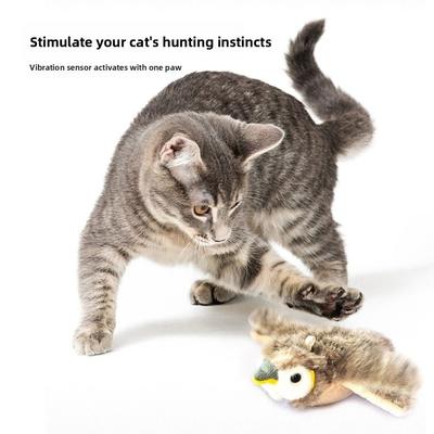 Electronic Flapping Bird Cat Toy USB Vivid Chirping Interactive Cat Touch-Activated Hangable Pet Simulation Sparrow Toy