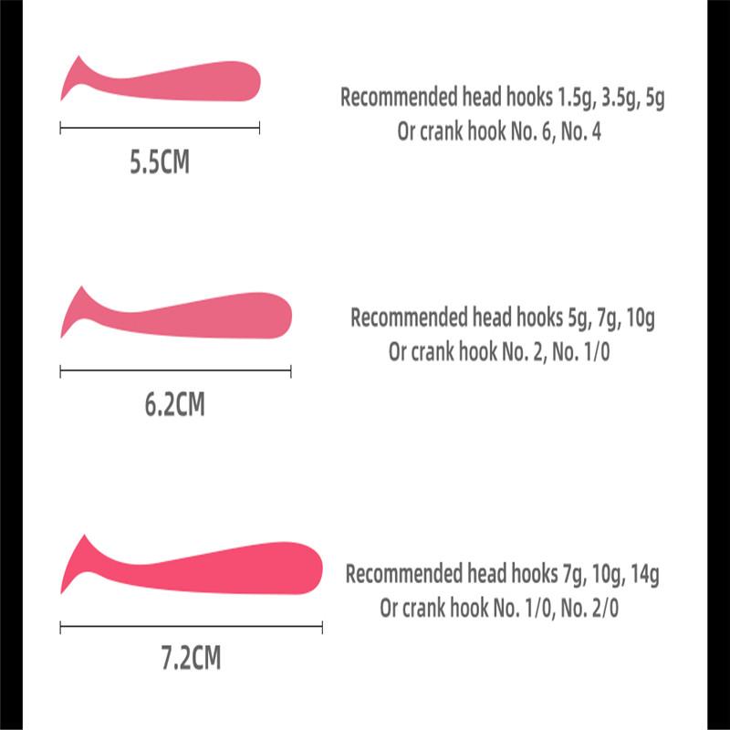 FTK 30pcs Soft Silicone Lure, Artificial Thread Lure, 5.5cm 6.2cm 7.2cm for Carp and Bass