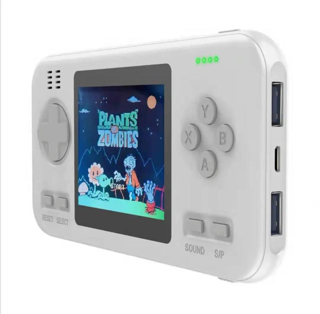 D12 2 in 1 2.8inch Retro Nostalgic Handheld Game Console & 8000mAh 5V 2.1A Mobile Power Bank Built-In 416 Game Boy Gift