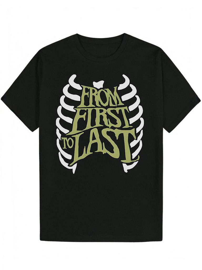 Casual Summer T-shirt - "From First to Last" Letter Print