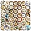 50 Nostalgic Vintage Watch Series Stickers Printed Clock Round Diy Computer Guitar Stickers