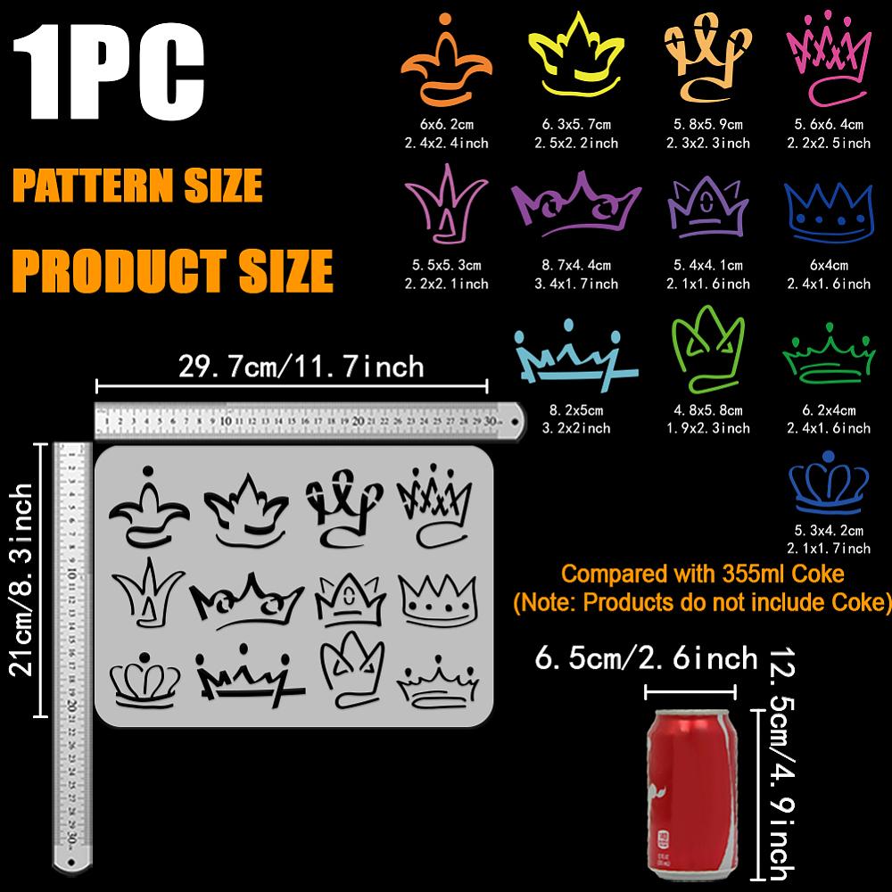 Plastic Hollow Out Drawing Painting Stencils Templates, for Painting on Scrapbook Fabric Tiles Floor Furniture Wood, Crown, 29.7x21cm