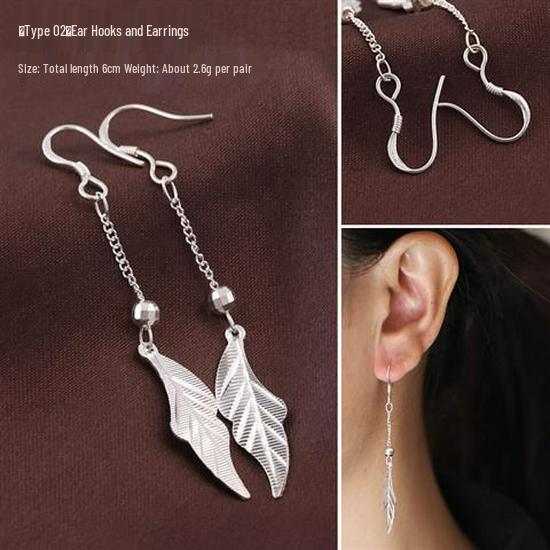 

Серьги-подвески из стерлингового серебра в виде кленового листа для женщин - Винтажные длинные серьги с кисточками с крючками в виде листьев из серебра 925 пробы Pure Silver