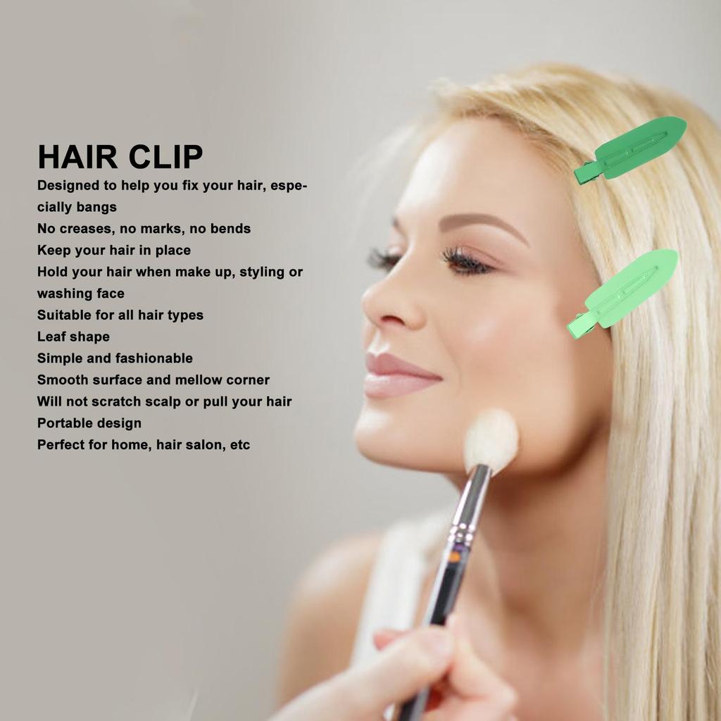 30PCS Leaf Shape Hair Duck Clips Creaseless Hair Barrettes Hairdressing Styling Accessories for Makeup Green