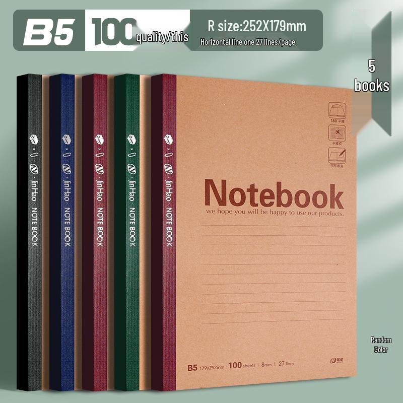A5 Thickened Soft Cover Lined Notebook - Wireless Glue Bound Wrap-Around for College Students and Classroom Use