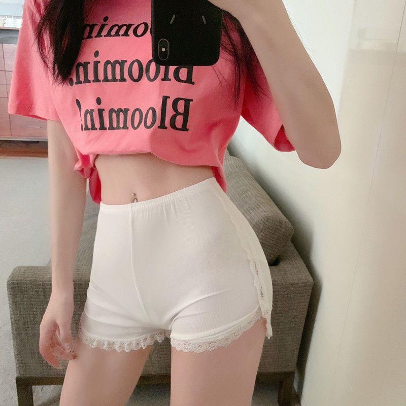 Women's Summer Lace Trim Anti-Exposure Ice Silk Safety Shorts