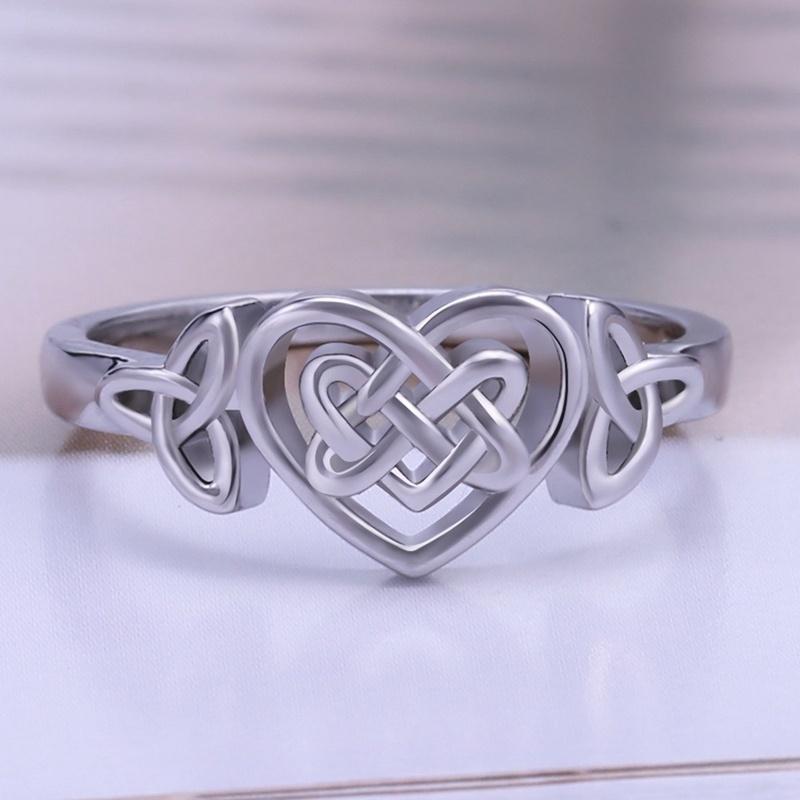 Celtic Knot Heart Design Ring Fashion Simple Eternity Wedding Band Jewelry Gift For Women Birthday Valentine's Day Anniversary