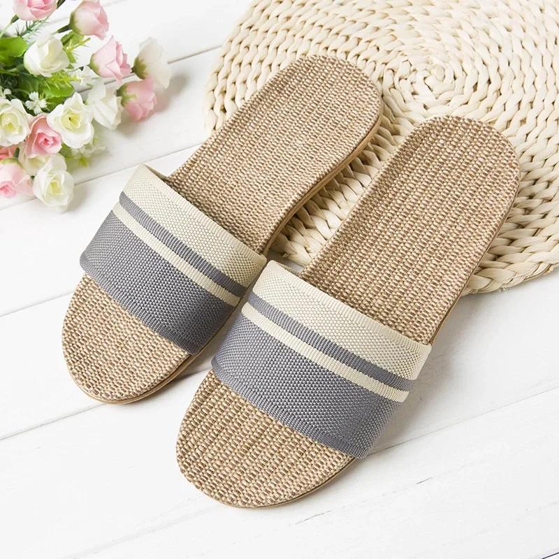 Summer Linen Women'S Slippers Flat Sandals Home Color EVA Lightweight Shoes For Women Casual Slippers 2025