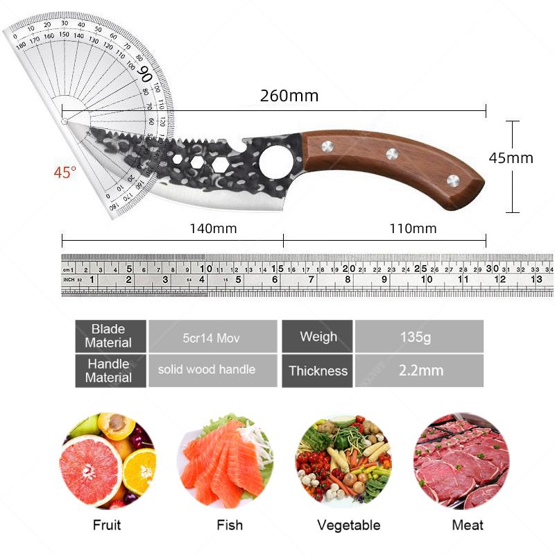 Coltello da disosso per la casa Acciaio inossidabile Raschietto per squame di pesce Apribottiglie a ghiera Coltello multiuso Anello facile da impugnare Coltello seghettato Coltello da cucina