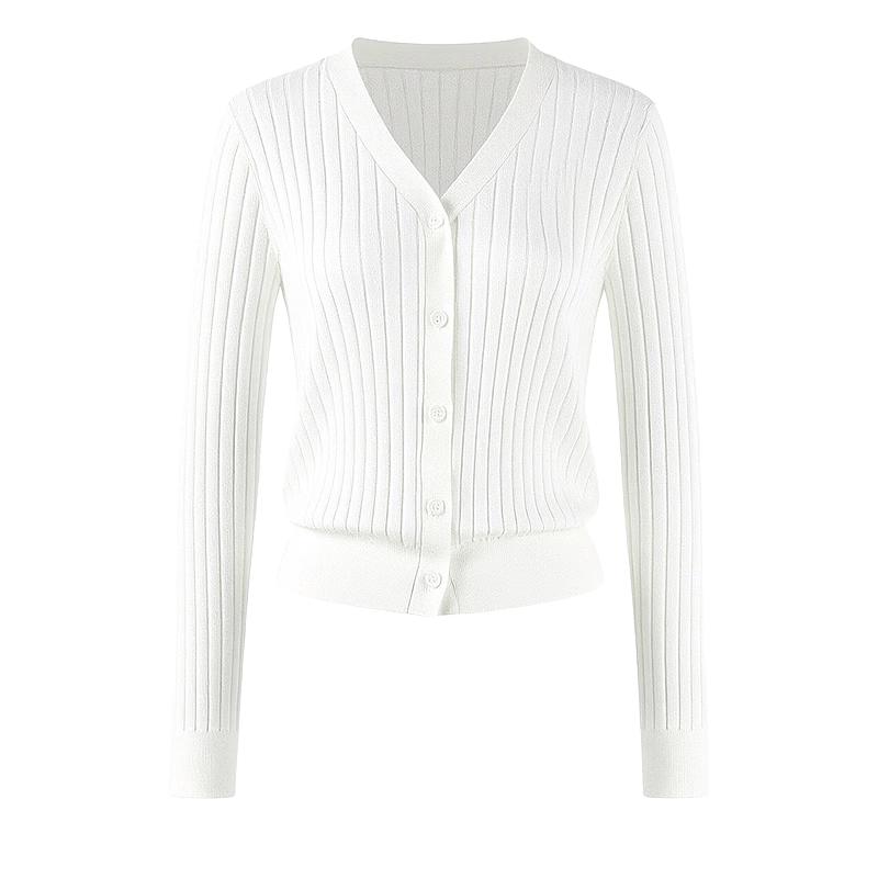 Women's Ribbed V-Neck Knit Cardigan