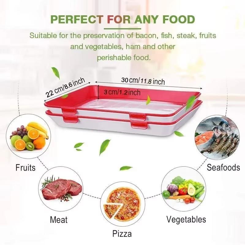 Creative Food Preservation Tray Reusable Stackable Food Tray Safety Plastic Meat Refrigerator Storage Tray Kitchen Tools