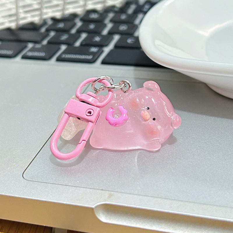Cartoon Leuchtender Stern Rosa Schwein Schlüsselanhänger Anhänger Für Frauen Mädchen Kawaii Anhänger Rucksack Hängende Ornamente Kinder Geschenke