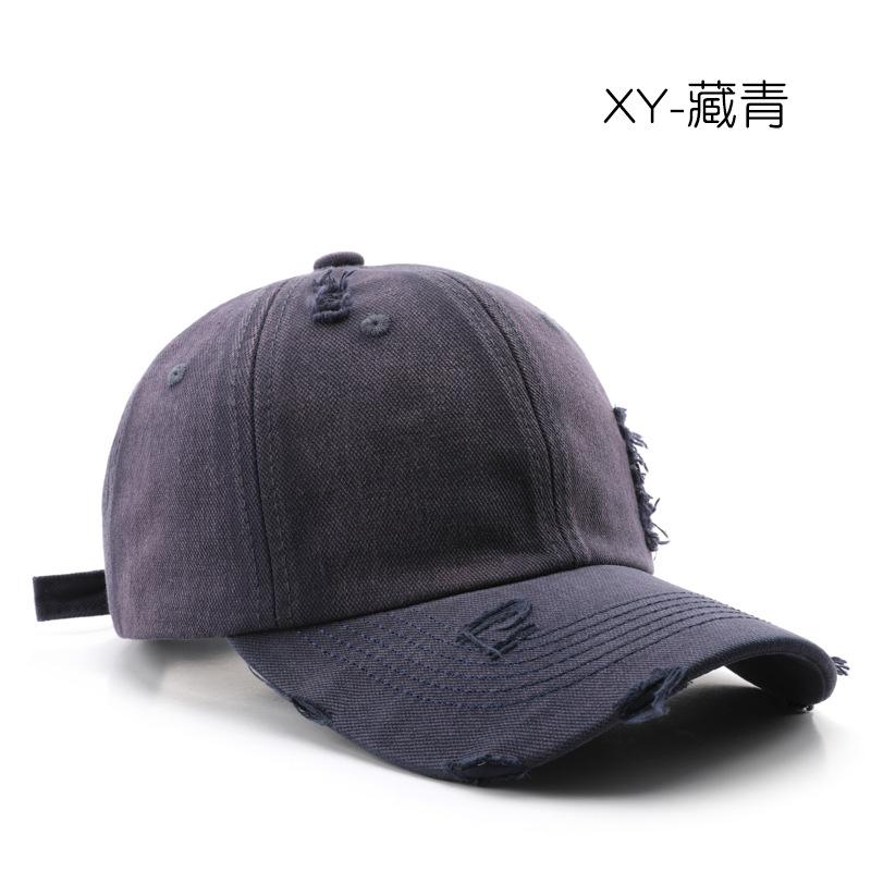 

Autumn and winter washed holes solid color light board baseball cap outdoor travel sunscreen sunshade cap темно-синий