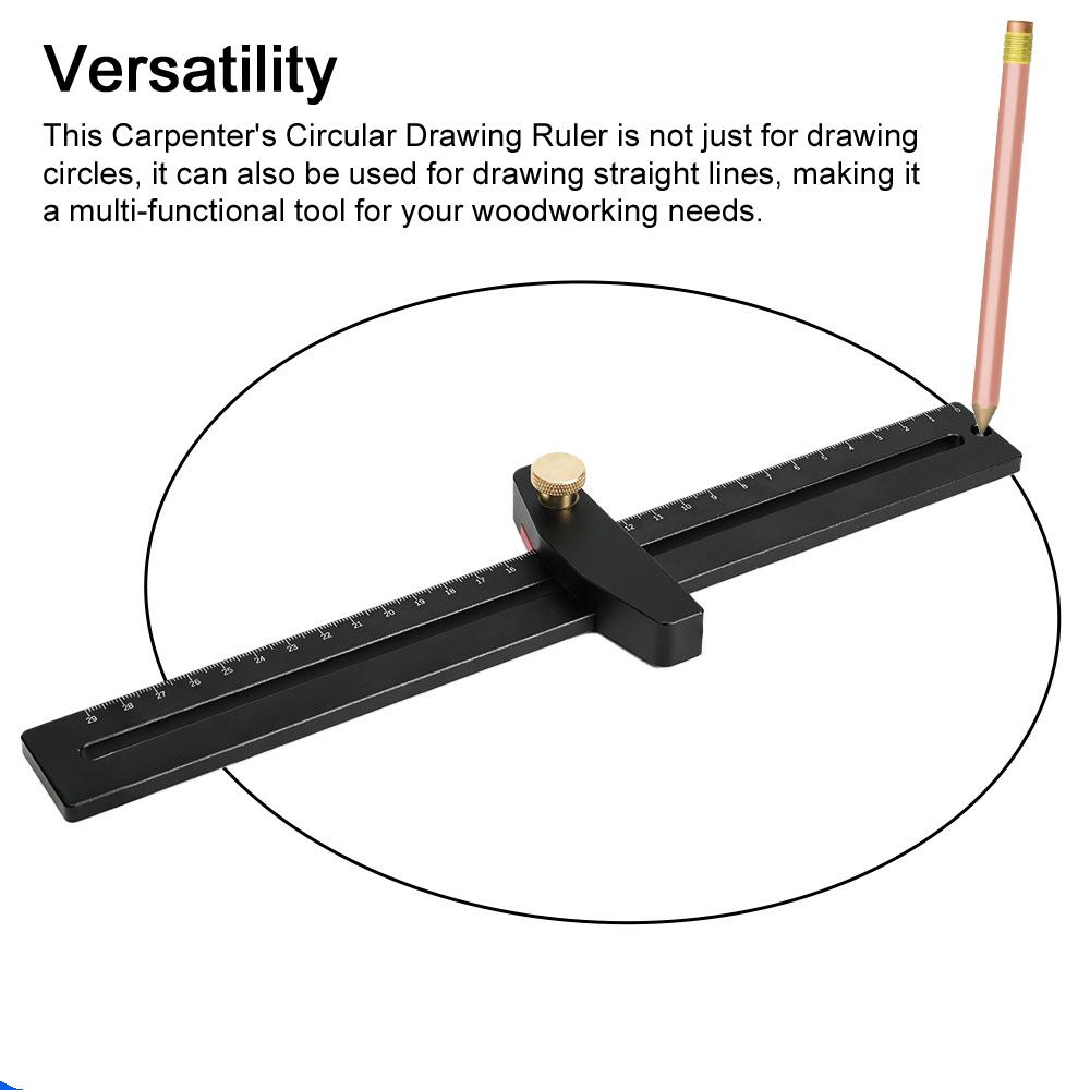 290mm Aluminum Alloy Woodworking Circular Drawing Ruler Multifunctional Carpenter Measurement Tool