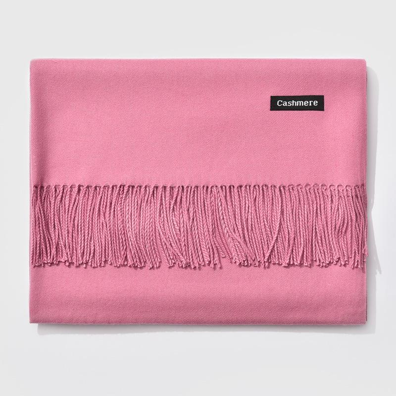 2024 Autumn/Winter Women's Solid Color Faux Cashmere Shawl & Snood Scarf Set