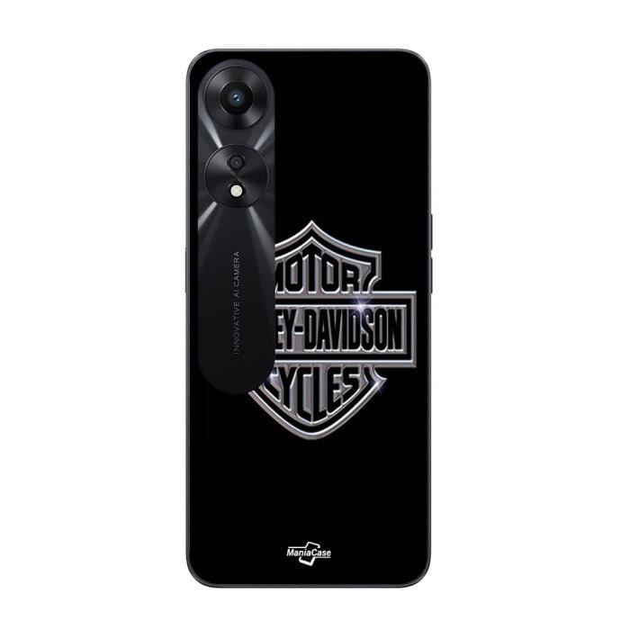 Coque pour Oppo A78 5G - MANIACASE - Logo Harley Davidson - Souple - Gris et Noir - Style personnel