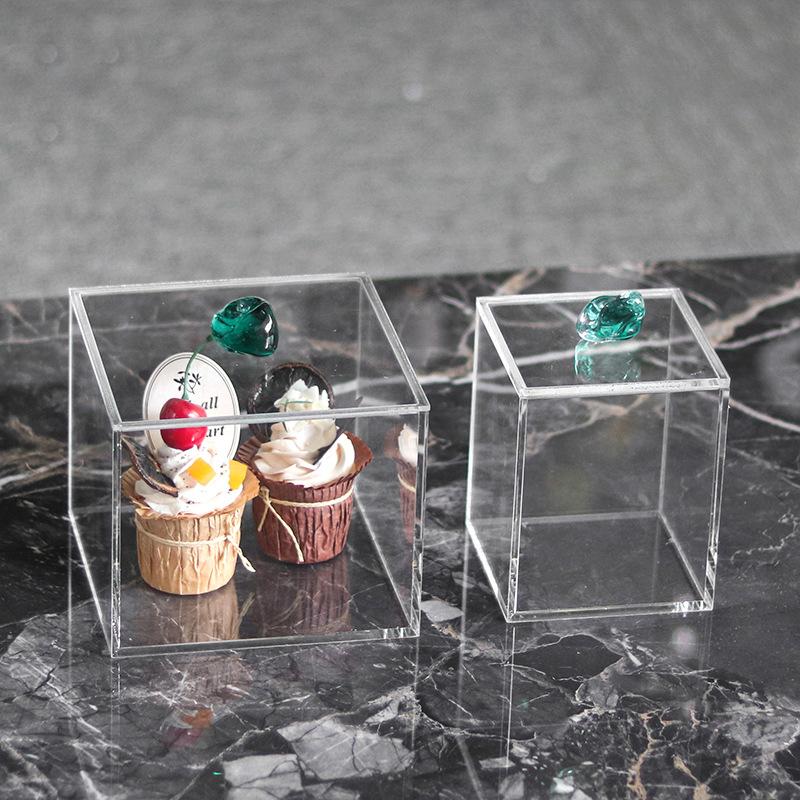Clear Acrylic Storage Box Agate Crystal Dustproof Storage Box Transparent Display Jewelry Tank Room Decoration Accessories
