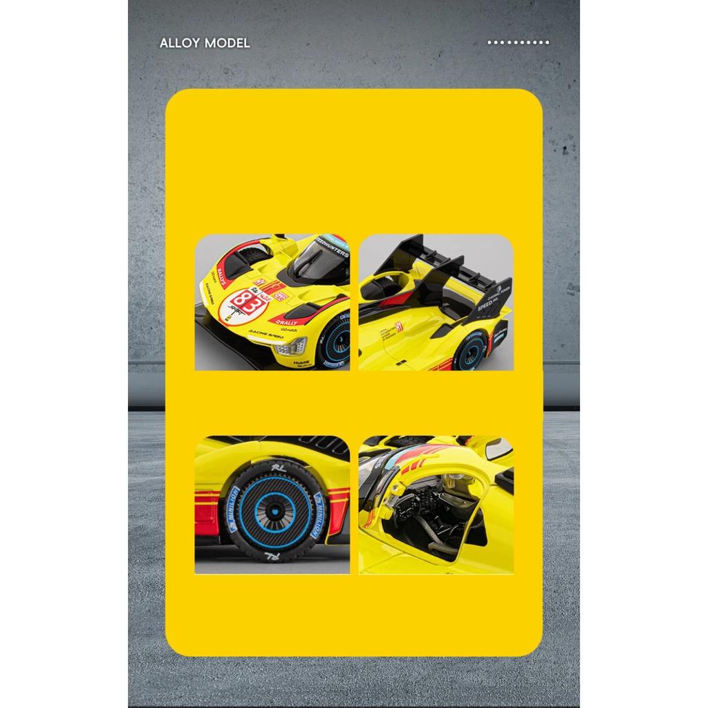 1/22 Ferrari 499P Endurance Race Alloy Super Sports Car Model Diecast Metal Track Racing Vehicle Car Model Sound and Light Kids Toy Gift