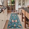 Black Floral Butterfly Area Rug with Pink Yellow Red Flowers Non-Slip Rectangular Carpet for Living Room Decor Soft Floor Mat