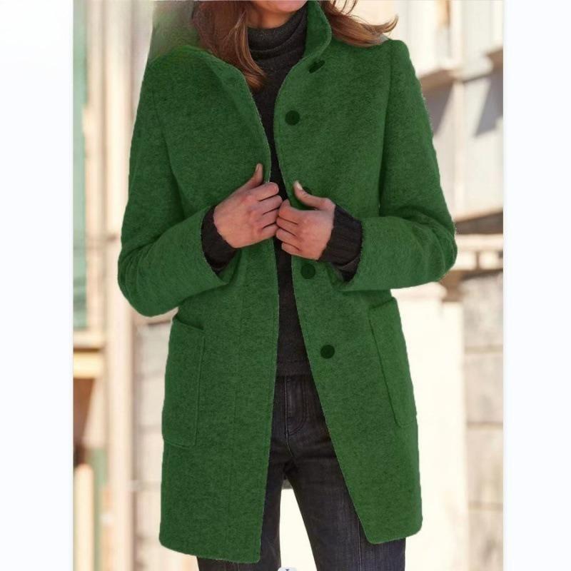 IHUASU Vintage Casual Lattice Print Long Sleeve Polo Neck Jacket for Autumn/Winter